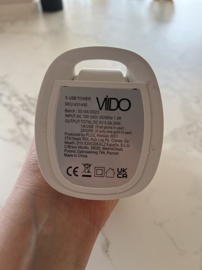 Vido 5 Port USB Tower Charger 25W Good Condition