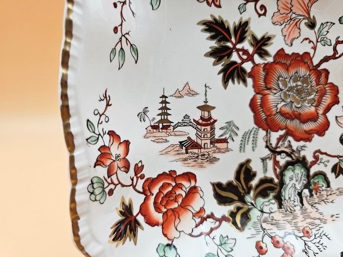 Vintage Mason's Ironstone Golden Azalea square serving dish