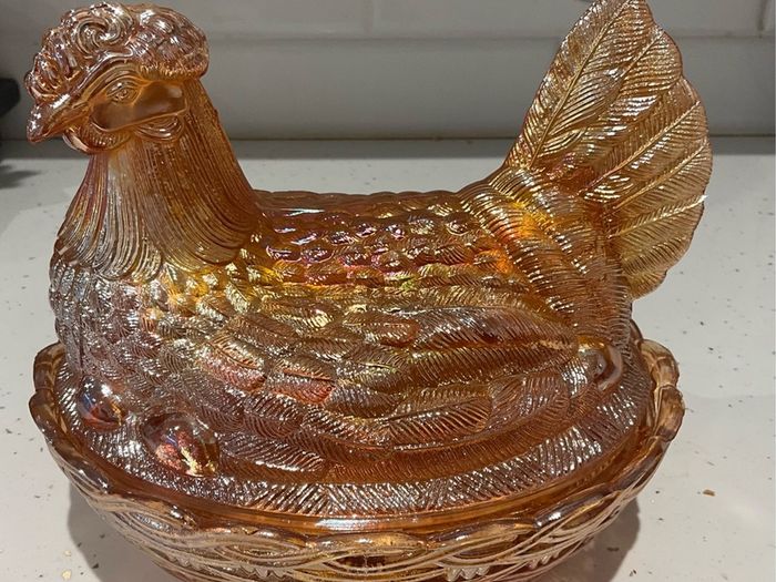 Carnival Glass Egg Holder