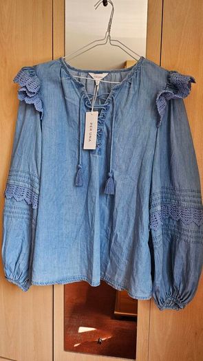 BNWT - M&S demin lace blouse UK 8