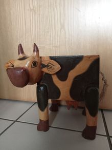 Large Wooden Cow Money Box