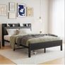 King Size Bed Frame with Storage Wooden Headboard,Heavy Duty Metal Upholstered Platform Bed Frame King Size,Mattress Base/Sturdy Steel Slat Support/Under-bed Storage/Noise Free/Black Image 8