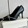 Black pointed toe high heels with rhinestone chain detail - size 40 Image 3