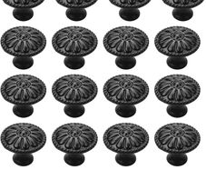 16Pcs Black Cabinet Door Handle, Round Drawer Knobs, Single Hole Cupboard Handle, Mushroom Drawer Handle 30MM Aluminum Alloy Flower Pattern Handle with Screws (FREE POSTAGE)