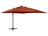 Cantilever Umbrella with Pole and LED Lights Terracotta 300 cm