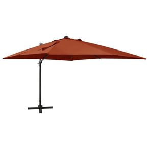 Cantilever Umbrella with Pole and LED Lights Terracotta 300 cm