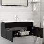 Sink Cabinet with Built-in Basin Black Chipboard Image 4