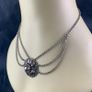 Mid Century Silver Tone Swag Chain Necklace Image 5