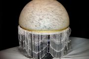 Art deco mottled glass lampshade with beads