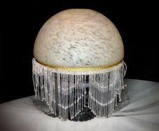 Art deco mottled glass lampshade with beads