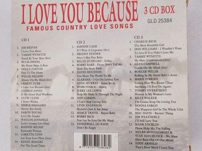 I Love You Because. Famous Country Love Songs. 3 x CD. Free Postage!