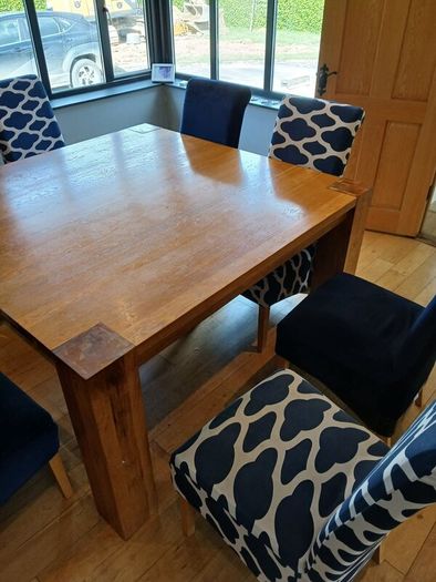 Large square sturdy Table (& 8 chairs)