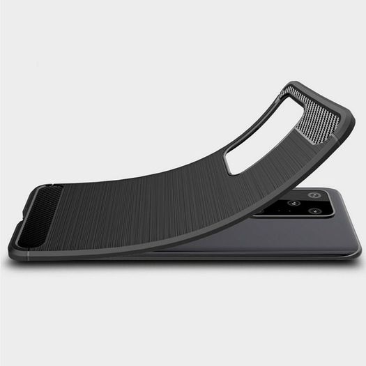 Samsung Galaxy S20 Ultra Case Cover Carbon Fiber Design Shockproof Black Armor - FHT02SMK3