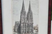 Original etching of Cologne Cathedral by Richard Adler
