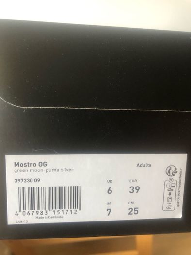 Puma Mostro OG Green Moon Silver UK 6 EU 39