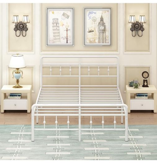 Double Bed Frame 4ft6 with Headboard and Footboard, Metal Bed Frame Double 46 cm High