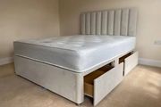 Cream double bed and mattress