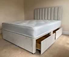 Cream double bed and mattress