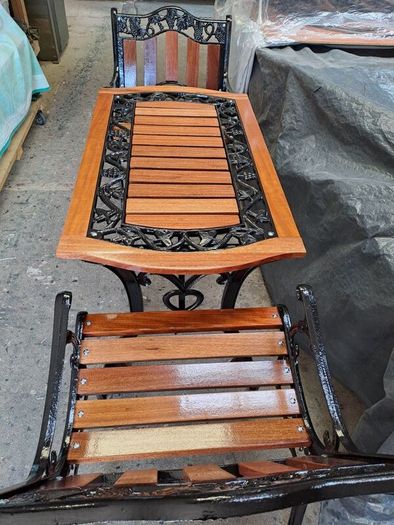 Cast iron table and chairs