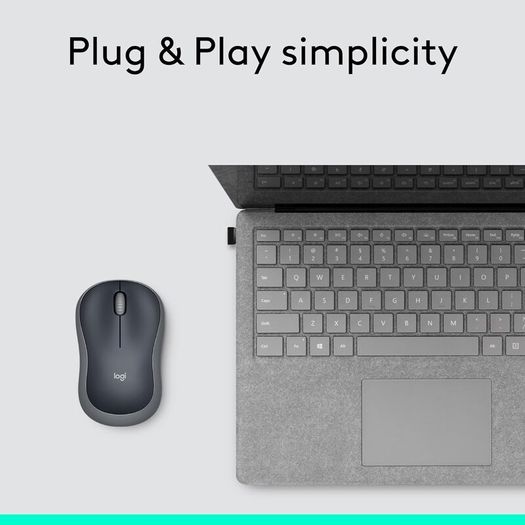 M185 Wireless Mouse, 2.4GHz with USB Mini Receiver, 12-Month Battery Life, 1000 DPI Optical Tracking, Ambidextrous, Compatible with PC, Mac, Laptop