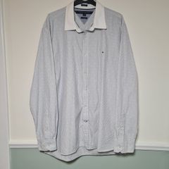 mens Tommy Hilfiger long sleeve shirt Size Large 80' two ply custom fit
