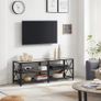 TV Cabinet, TV Table, Lowboard for TVs up to 60 inches, TV Cabinet with Shelves, Steel Frame, TV Shelf for Living Room, Bedroom, Greige-Black Image 2