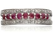 9k Gold Ruby and Diamond band ring