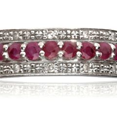 9k Gold Ruby and Diamond band ring