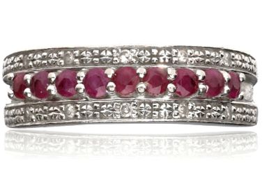 9k Gold Ruby and Diamond band ring