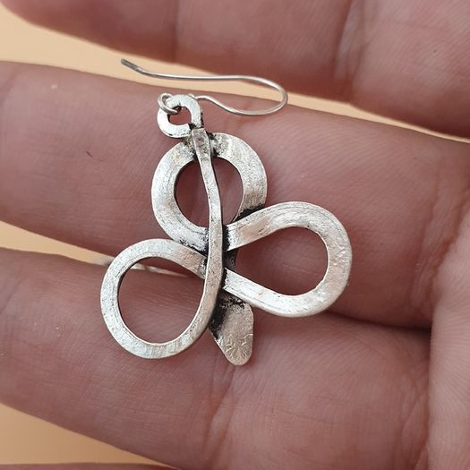 Antique Style Brass Snake Dangle Earrings