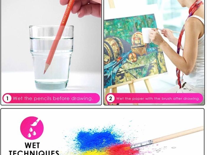 Pre-sharpened Colouring Pencils, Professional Oil-based Water Soluble Colored Pencils Set with Brush, No Wax, for Sketching