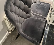 50 each Grey Velvet Dining Chairs x 2