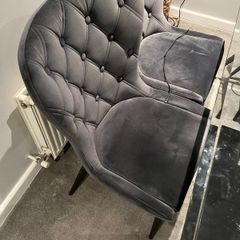 50 each Grey Velvet Dining Chairs x 2