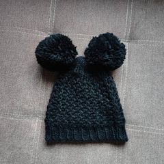 Black Double Pompom hat