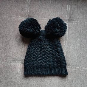 Black Double Pompom hat