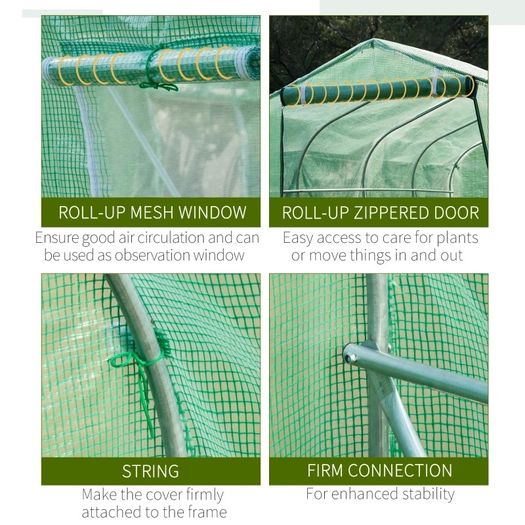 3x2 m Polytunnel Walk-in Greenhouse-Green (FREE SHIPPING)