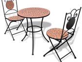 3 Piece Bistro Set Ceramic Tile Terracotta