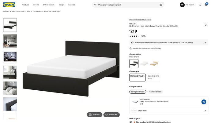 IKEA MALM Double Bed with Orthopaedic Mattress