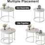 Round Coffee Tables, Set of 2 End Table, Nesting Tables, Side Table with Metal Frame for Living Room/Bedroom/Balcony/Office/Apartment, Diameter 23.6/15.7 IN (White Frame, White Top) Image 5