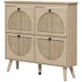 Shoe Cabinet 4 Folding Doors 20 Pairs Adjustable Shelf Bohemian Style Solid Wood Legs 105 x 24 x 97.5 cm Natural Image 4