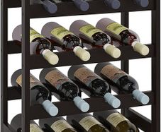 Bamboo Wine Rack, 20 Bottles Display Holder, 5-Tier Free Standing Storage Shelves for Kitchen, Pantry, Cellar, Bar (Dark Brown)