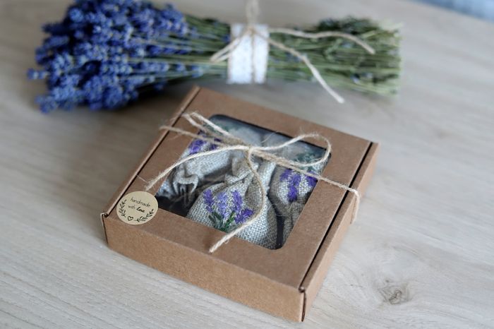 Hand Embroidered Lavender Sachets - Set of 3