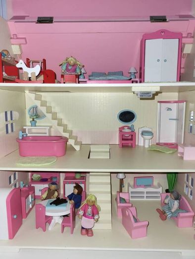 Wooden Dolls House with accessories