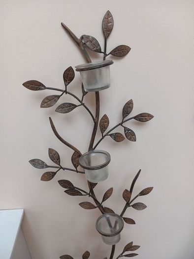 Metal wall art / tea light holders x 3
