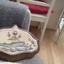 French vintage wall plaque, ceramic and wood Image 6