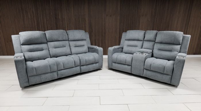 Titan Grey Fabric Recliner Sofa Set