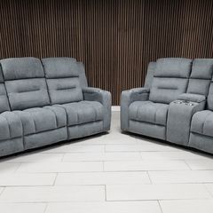 Titan Grey Fabric Recliner Sofa Set