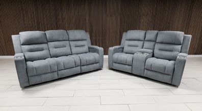 Titan Grey Fabric Recliner Sofa Set