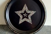 19th century ebonised papermache &amp; mother of pearl tray
