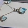 Vintage Sterling Silver Blue Cut Crystal Pendant Necklace And Earrings  Length 18,5" - 4,78g Image 4